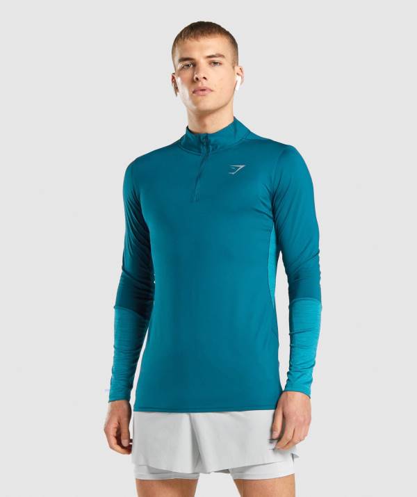 Panske Pulovre Gymshark Speed 1/4 Zip Tyrkysové | IU6409512